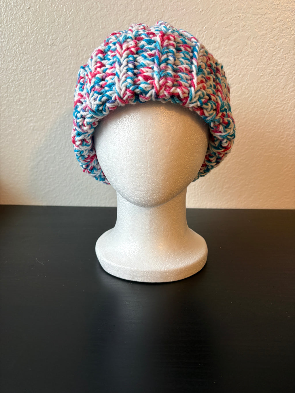 Pink, Blue & White Chunky Beanie