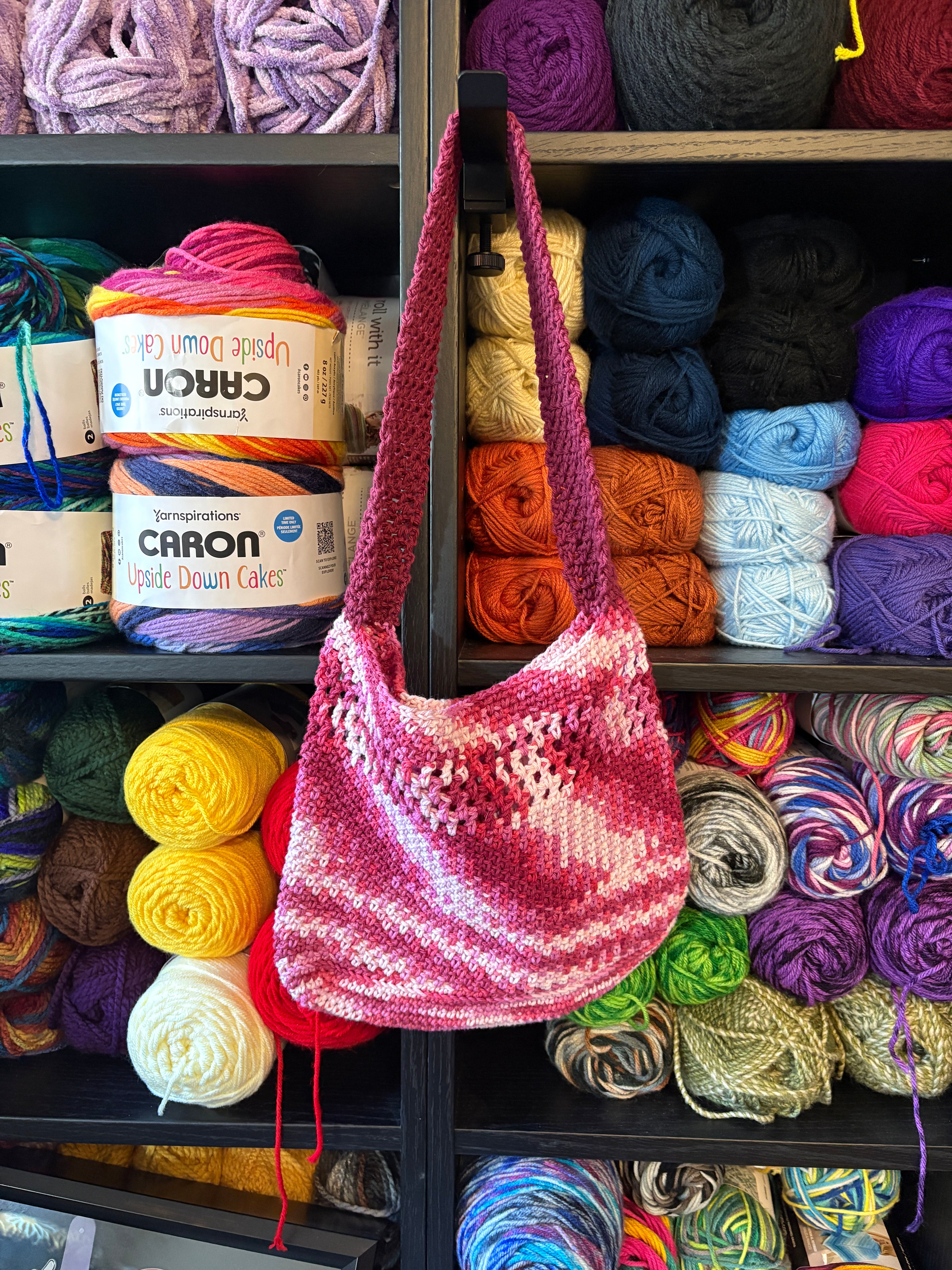 Pink & White Moss Stitch Bag