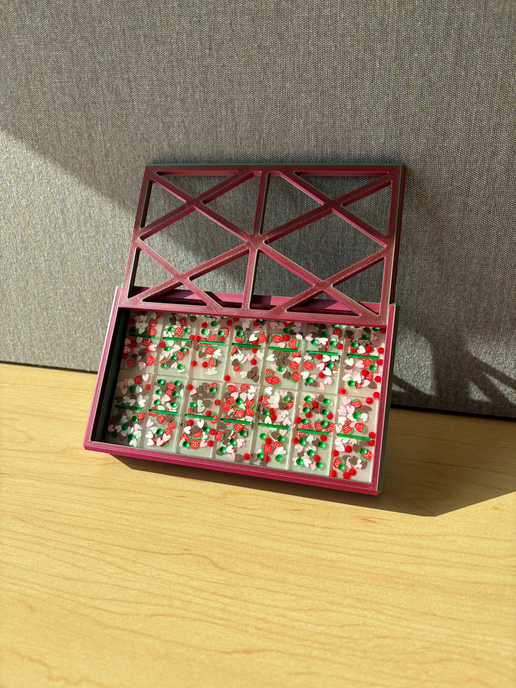 Handmade Resin Domino Set – Chocolate Strawberry Dominoes