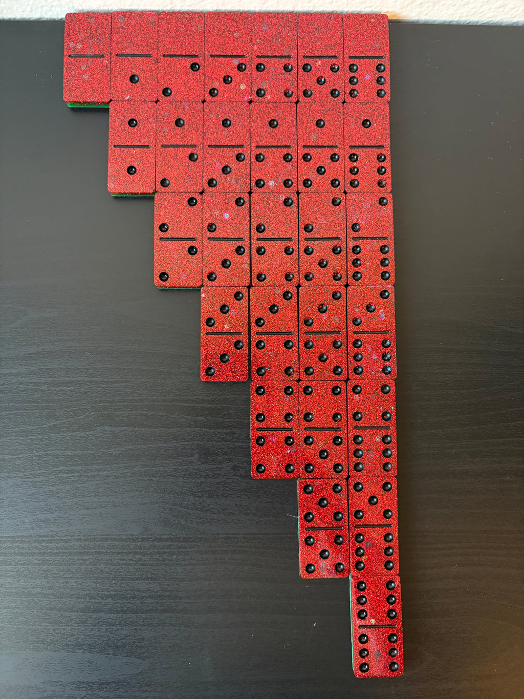 Watermelon Resin Domino Set with Crocheted Storage Bag