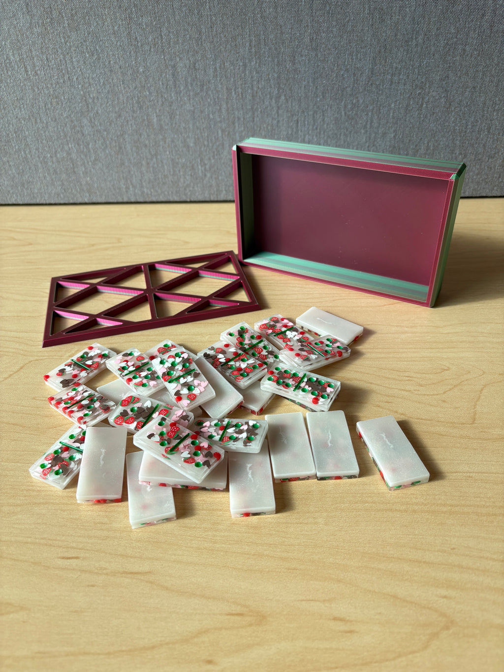 Handmade Resin Domino Set – Chocolate Strawberry Dominoes